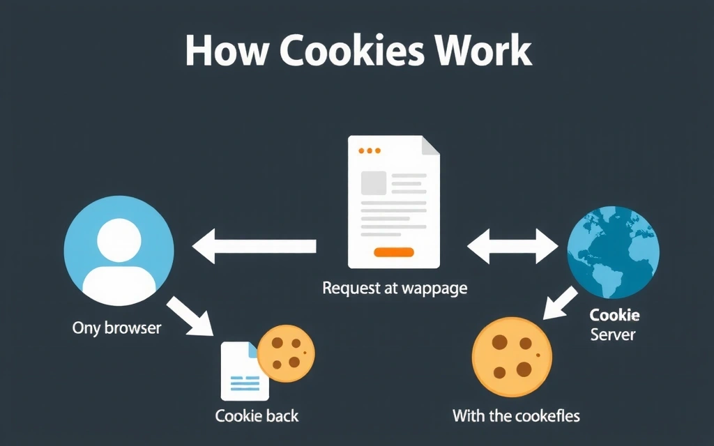 Diagrama care explică funcționarea cookie-urilor într-un browser web