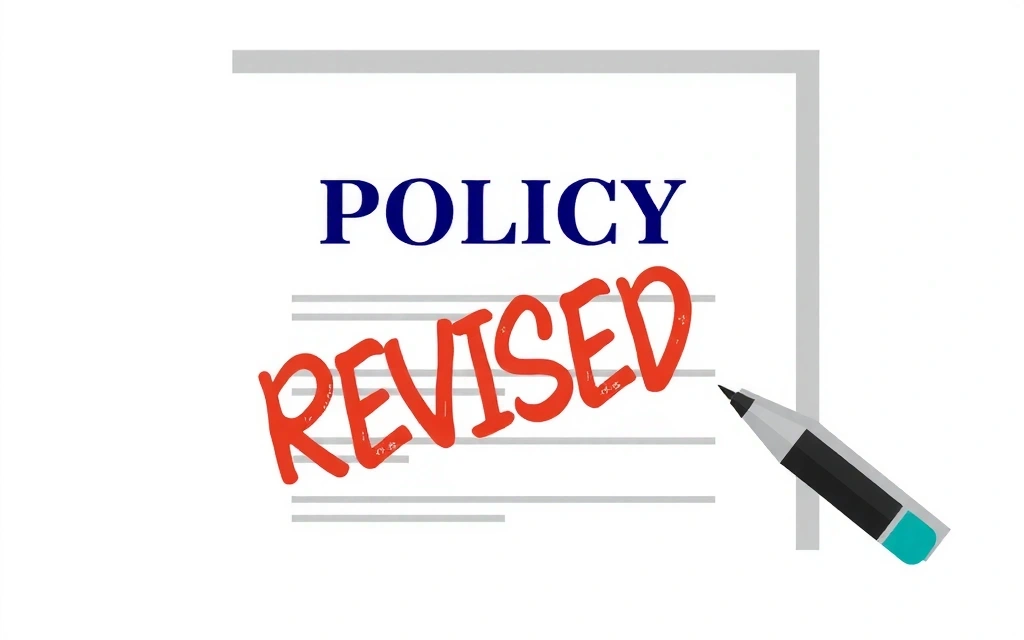 Imagine abstractă a unei foi de hârtie cu un stilou, simbolizând modificările politicilor