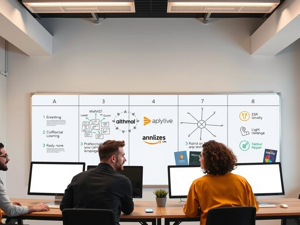 Echipa ShineHarmony colaborând într-un birou modern și luminos, simbolizând inovația și creativitatea